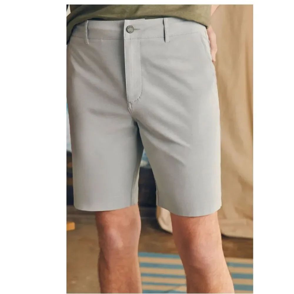 FAHERTY All Day Shorts 9” in Ice Gray Size 38